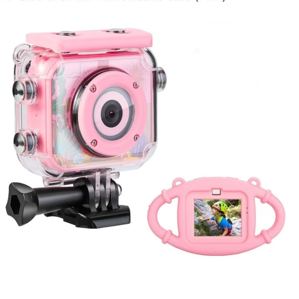 Vantop Pink Kids Digital Waterproof Underwater Action Camera With Silicone Case